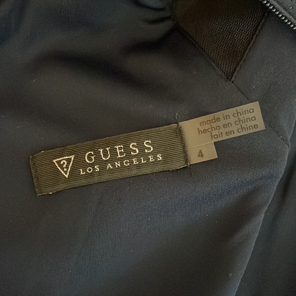 Guess Navy Blue Cap Sleeve Bodycon Dress with Black Mesh Panels Size 4 - Picture 7 of 12